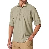 mosingle Men's Safari Shirts Sun Protection Long Sleeve UPF 50 UV Quick Dry Travel Hiking Fishing Shirts with Zipper