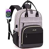 LOVEVOOK Backpack for Women,Laptop Backpack Women,Fits 17 Inch Laptop Bag,School Backpacks,Fashion Travel Work Anti-theft Bag,Waterproof Business Computer College Backpack Purse,Grey-Black-Balck