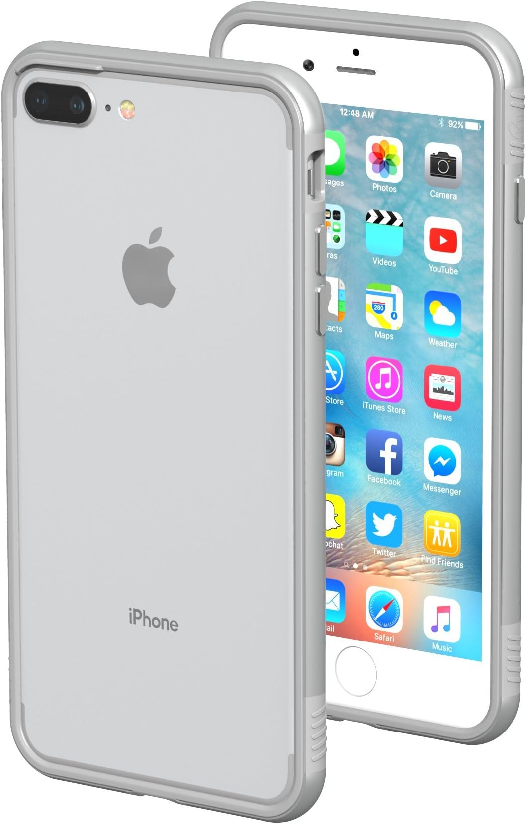 iPhone 7 Plus/8 Plus Case - ThanoTech K11 Bumper - Lightweight Aluminum TPU - Matches Your Phone Seamlessly - Slim, Durable, and Shockproof Protection - Silver
