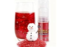 JOYVITAS Shimmer Red Edible Glitter Spray, Edible Glitter Dust for Cocktails, Metallic Food Coloring Powder, 5g Foodgrade Luster Dust for Drink & Cake Decorating, Baking, Chocolate, Christmas Supplies