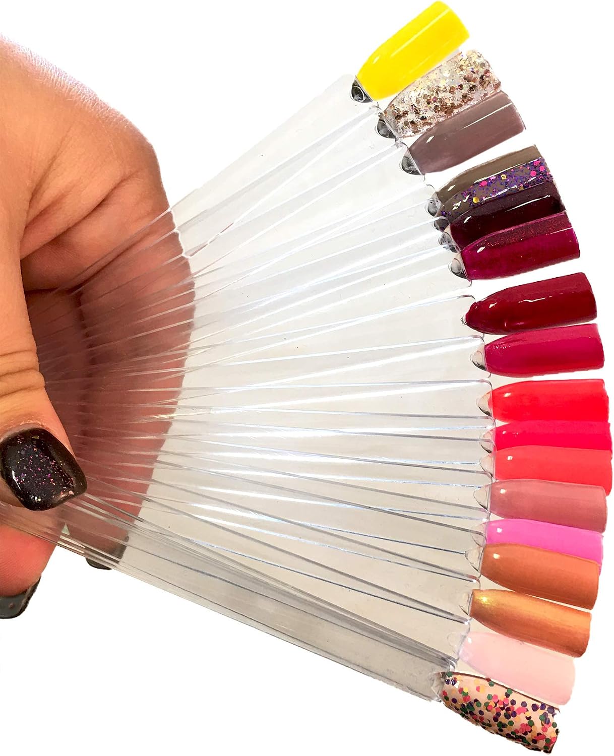 Apex® Professional 50pcs Nail Colour Display Ring, Swatch Sticks, Pop Sticks, Nail Art Palette Tip Wheel Display (Clear) - Image 5