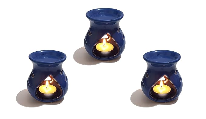 Pure Source India Ceramic Aroma Burner (17.8 x 12.7 x 17.8 cm, Blue)