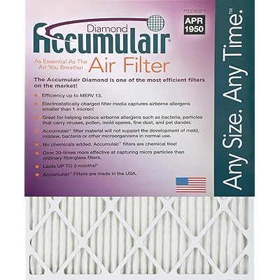 Accumulair Diamond 23.5x23.5x1 (23.1x23.1) MERV 13 Air Filter/Furnace Filters (6 pack)