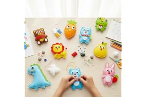 8-Piece Complete Beginner Sewing Kit - Four-Season DIY Felt Craft Kit - Learn Sewing and Embroidery to Make Animals, Includin