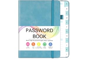 HOMLIVE Password Book with Alphabetical Tabs, Small Password Keeper Book with Color Pages, Password Notebook Organizer for Website Logins, Gifts for Home and Work, 4.4''x 5.8'', Blue