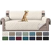 H.VERSAILTEX Reversible Couch Cover for 3 Cushion Cover Pet Friendly Sofa Cover for Dog Washable Furniture Protector Water Resistant Slipcover with Non Slip Elastic Strap(Sofa, Ivory/Beige)