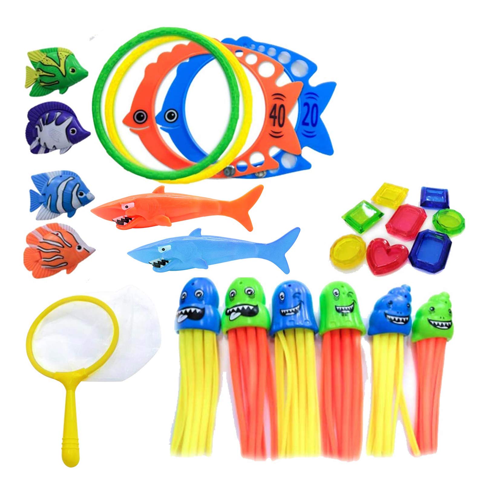 Ecledo 25pcs Diving Pool Toys Underwater Swim Toys Pirate Treasures