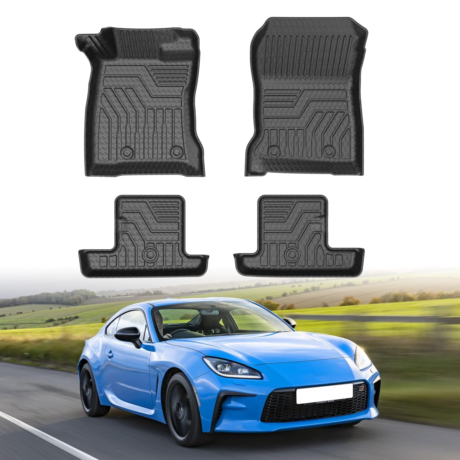Mixsuper GR86 Floor mats-Floor mat for Toyota GR86 2022 2023 2024 2025 2026,All Weather TPE Rubber Floor Liners Protection for GR86 Accessories,2 Row Anti-Slip Car Mats, Black Image