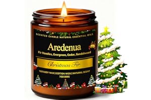 Christmas Candles - Christmas Fir Candle | 7 oz Soy Candles with Fresh Evergreen & Pine Tree Scent | Winter Holiday Scented C