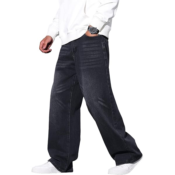 qcdyrxf Mens Baggy Jeans Y2k Wide Leg Loose Fit Jeans Streetwear