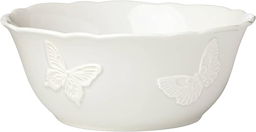 Amazon Com Lenox Butterfly Meadow Carved Vanilla Serving Bowl