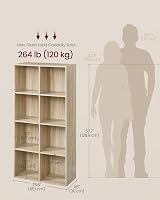 VASAGLE 8 Compartment Bookcase Shelf LBC24NL Wood Color Open Storage view 6