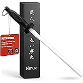 Kimura Professional Ceramic Honing Rod, 10 inch Honing Steel, Ceramic Knife Sharpener, 1200 Grit Finish, Ergonomic &amp; Balanced Polypropylene Handle, Ideal for All Chef Knives, Japanese Gift Box