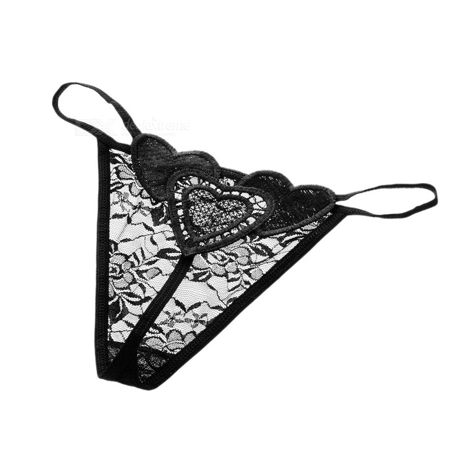 Simply Ladies Sexy Lace GString Thong Black Amazon.co.uk