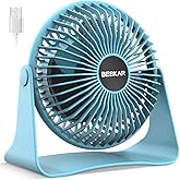 BESKAR USB Small Desk Fan, Portable Fans with 3 Speeds Strong Airflow, Quiet Operation and 360°Rotate, Personal Table Fan for