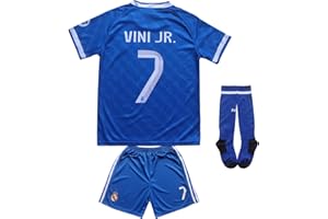 KWFOM Madrid Vini Jr. #7 Kids Soccer Jersey Kit with Shorts/Socks Set Youth Sizes