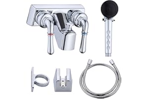 PUREHAVEN RV Shower Faucet with Hose and shower Head,Camper Shower Faucet Replacement,Rv Tub Faucet With Shower Diverter,Handheld Camper Shower Head and Hose,Rv Outdoor Shower Kit (Faucet Kit, Chrome)