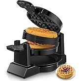 FOHERE Waffle Maker, 8-Slice Belgian Waffle Maker, 180° Rotating Waffle Iron with Double Waffle Plates, Nonstick Plates and R