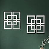 Weysat Wall Mount Home Mirror, 2 Pieces Silver Square Decorative Mirror for Bedroom, Living Room, Bathroom, 11.8 x 11.8 inche