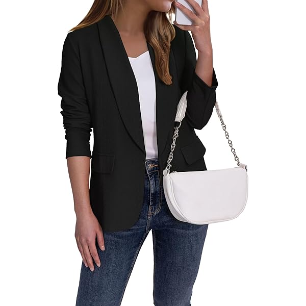 Belle Poque Women’s Business Casual Blazer – Collarless, Fully Lined, Lightweight Jacket With Pockets For Office & Everyday