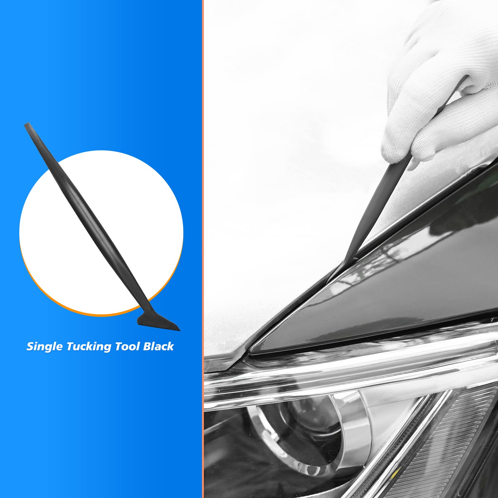 EHDIS 7 Stück Folierungs Werkzeug Auto Folierung Set Vinyl Wraps Tool Fenster Tönung Vinyl Wrap Werkzeuge Filzrakel Cuttermesser mit 10 Klingen Rakel für Car Wrapping Folie (Schwarz) 5