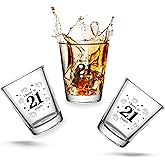 3 PCS 21th Birthday Shot Glasses Set, 1.5 oz Cheers to 21 Years Clear Shot Glass Cups with Heavy Base, Birthday Decorations for Women, Men, Funny Birthday Gifts, Party Supplies or Favors for Her, Him