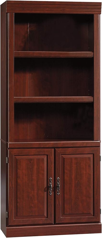 Amazon Com Sauder Heritage Hill Library With Doors Classic Cherry Finish Furniture Decor