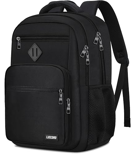 BICPSRO Classic School Backpack for Boys Girls Teens, Black Backpack for Men Women, 15.6 Inch Laptop Bookbag with Reinforced Straps for College High Middle School Work Business Book Bag : Electronics