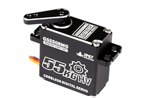 RHINOESC GOTECK 55KG Coreless Digital Servo,High Voltage 8.4V Full Metal Gear Waterproof Steering Servo with 25T Servo Horn for 1/6 1/8 1/10 RC Crawler Car,Robot,Boat,Truck Robot Parts (55KG(8.4V)-180°)