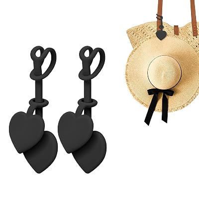2 Pcs Magnetic Hat Clips for Travel on Bag, Strong Magnetic Hat Holder & Clip, Secure Hats Holder for Travel on Caps & Beach Hats, Vacation Essentials Accessories (2, Black)