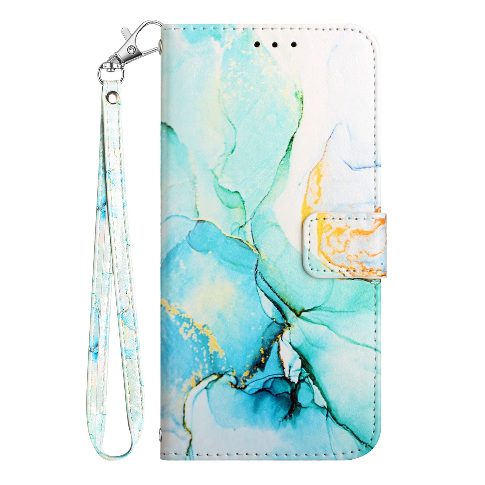 Wuhaizher Google Pixel 8A Case Marble Shockproof Leather Flip Folio Book Wallet Cases with Card Holder Stand Magnetic Closure Silicone Bumper Protector Phone Cover for Google Pixel 8A, Green & Blue