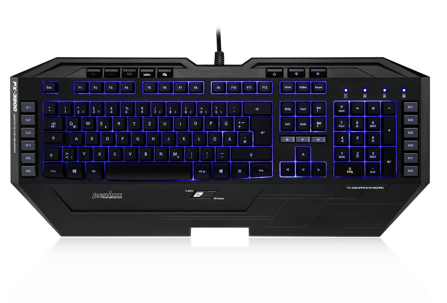 Perixx PX 3200, Programmable Backlit Gaming Keyboard 12 Macro Keys
