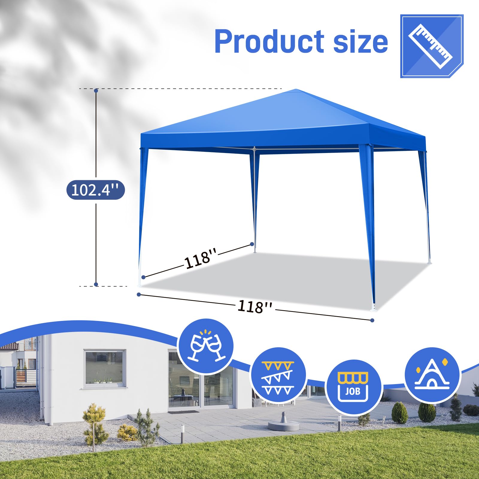 Party Tent Heavy Duty Waterproof Outdoor Gazebo Tent with Removable Sidewalls Large Canopy Tents for Backyard Parties Wedding Event (10x10 ft, Blue)