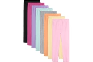 HoeVou 8 Pack Girls Leggings Cotton Leggings for Girls Toddler Warm Stretchy Tights Pants for Kids Pull on Multipack