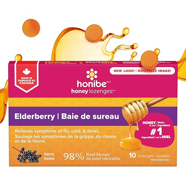 Honey Honibe 100% Pure Honey Lozenges, Made in Canada, With Zinc