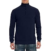 Donason Men's Quarter Zip Sweater, Slim Fit Soft Casual Pullover Lightweight Solid Warm Mock Neck Polo Sweater