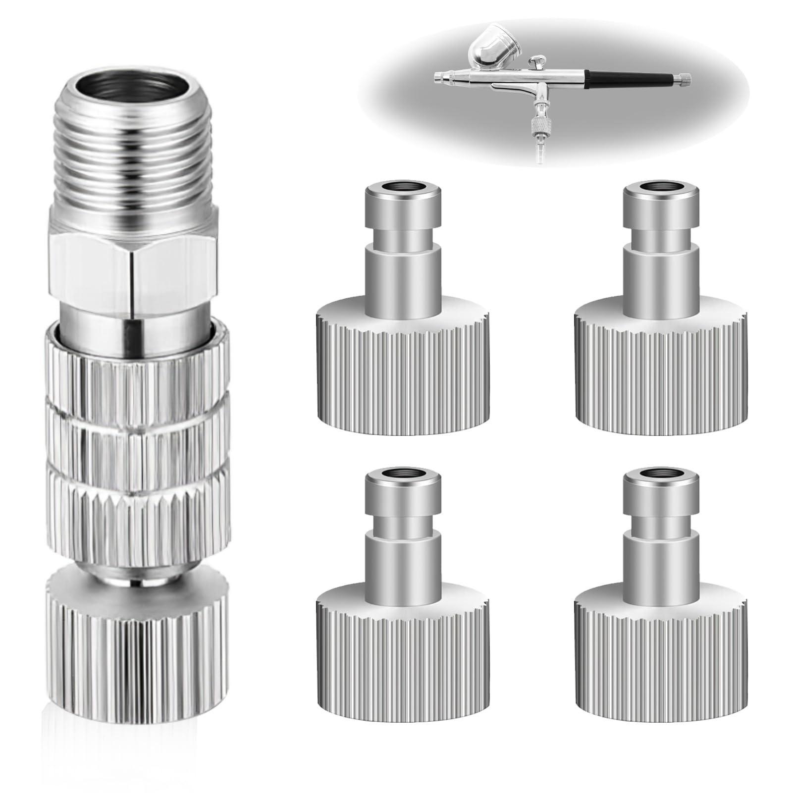 Airbrush Quick Release Coupling Disconnect Adapter Kit, 5PCS 1/8 Inch Male Fitting Adapters and Female Connector Adjustment Control Valve Airbrush Accessories for Airbrush Hose Air Compressor