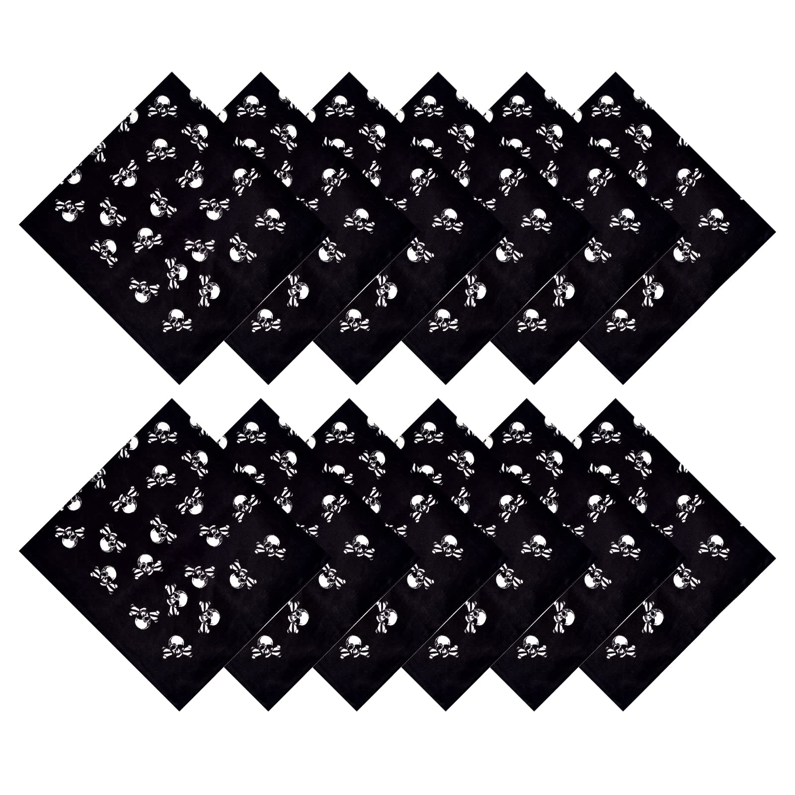 BEIMEIII Pack of 12 Pirate Headscarf Bandana Handkerchief Pirate Bandana for Pirate Theme Party, Halloween and Children's Party Favours