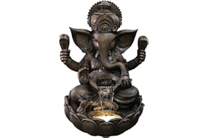 HI-LINE GIFT LTD Hi-Line Gift 35IN Ganesha SCULPTURAL Fountain W/WW LEDs, Brown