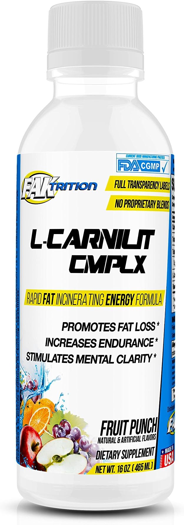 L- CARNITINE - Complex - Fruit Punch - Faktrition - Made in The USA