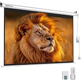 120" 16:9 Motorized Projector Screen with Dual-Side Power Inlet | Electric Automatic Pull Down Projector Screen with remote, Wall &amp; Ceiling Mount 4K HD 3D Movie Screen for Indoor Home