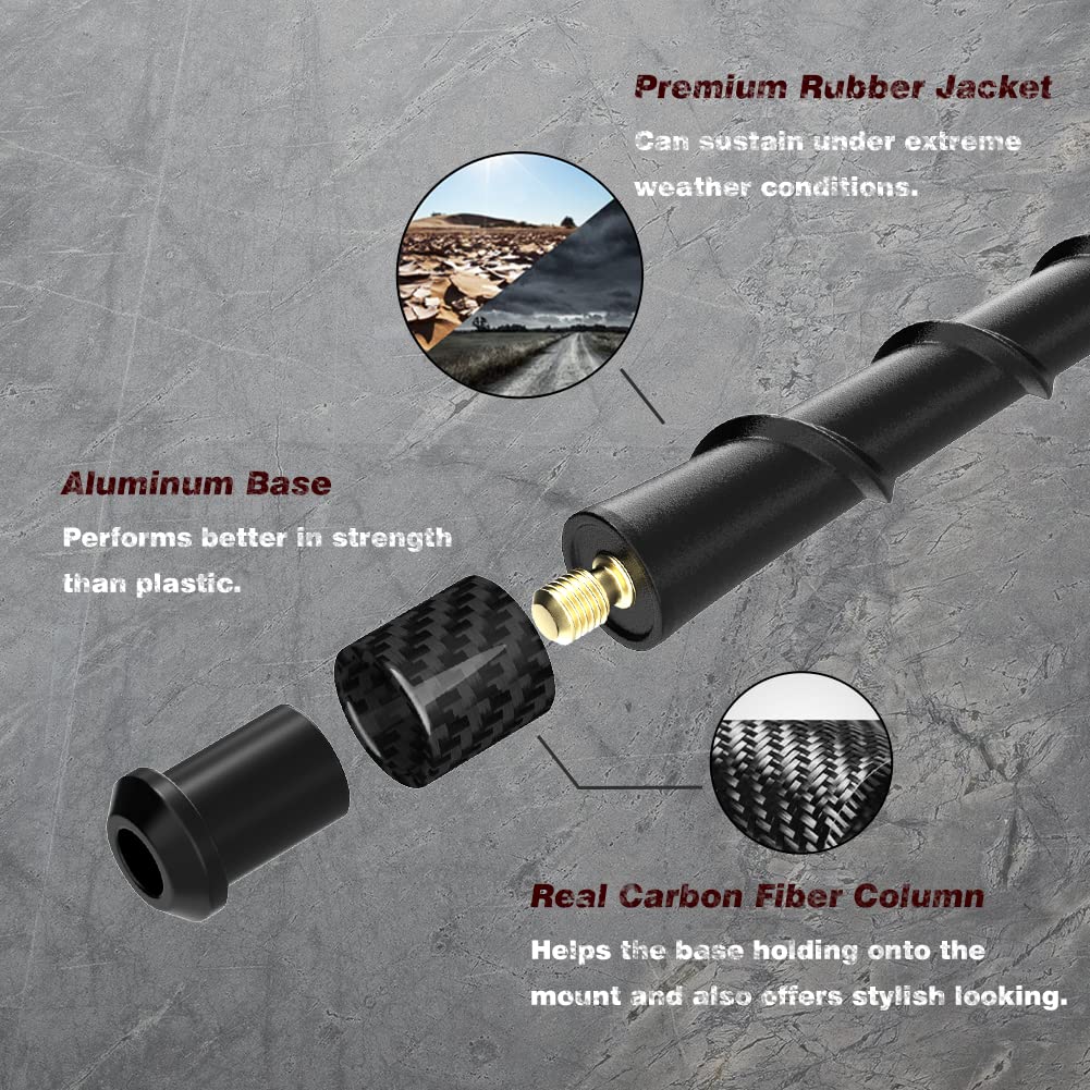 Rydonair Short Antenna Compatible with Jeep Wrangler 2007-2025 & Jeep Gladiator 2020-2025, Internal Copper Coil for Enhanced Reception, Car Wash Proof, 6.9