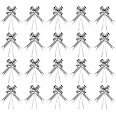 PATIKIL Large Gift Bow 6x3.5 Inch, 20 Pack Pull Bows for Gift Wrapping Present Wedding Valentine's Day Party Birthday Christmas Basket Decoration, Silver Tone