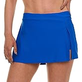 Reebok Womens Swim Skirt with Shorts Liner, Swim Skorts for Women Swimwear, Sporty Athletic Bathing Suit Skirt Bottoms
