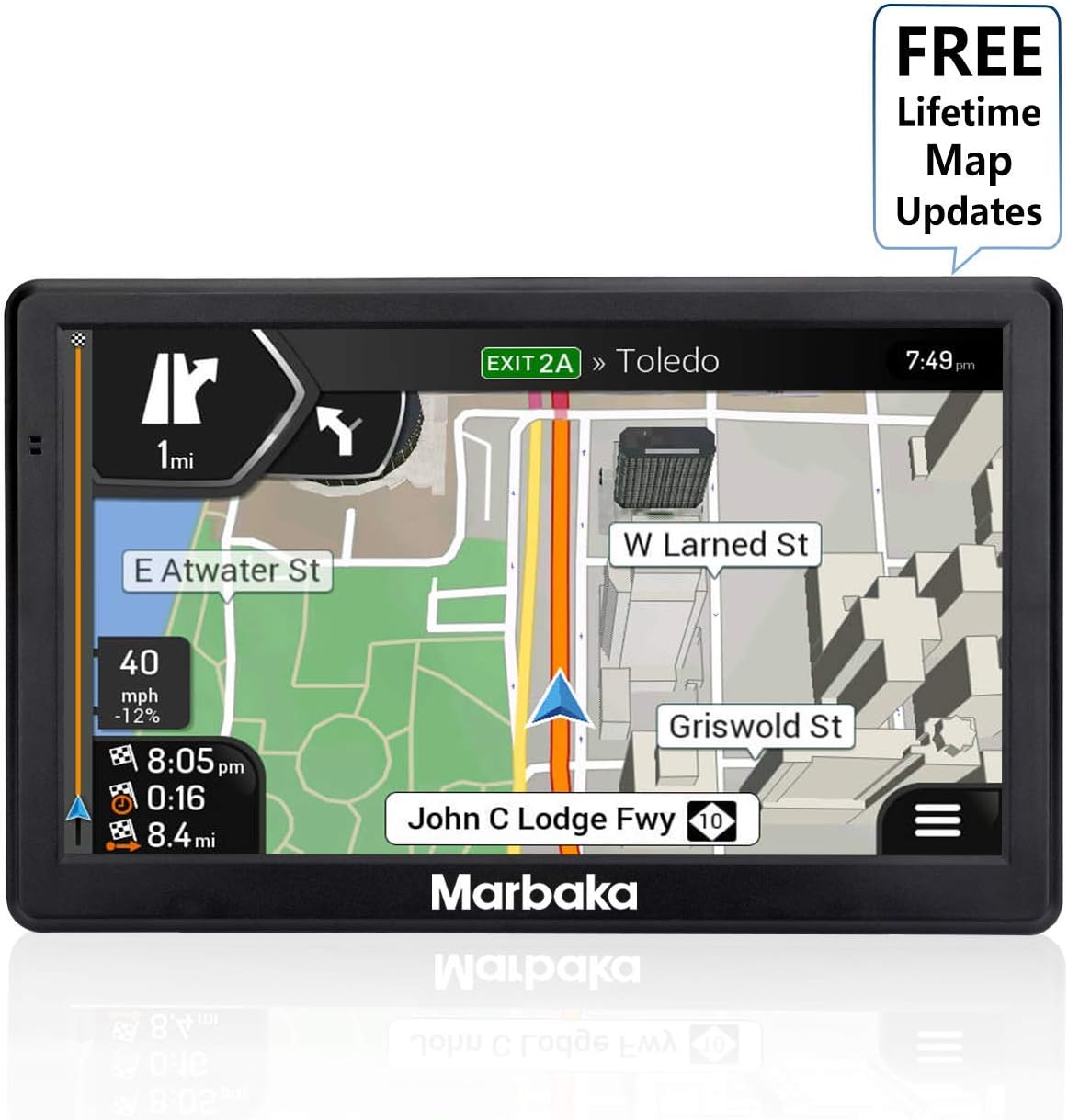[2019 Upgraded Version] GPS Navigation for car, 7 inch HD Capacitive Touch Screen GPS Navigation System with 8G Memory, Attach Sunshade,Free Lifetime Maps Update,Pre-Install North America map