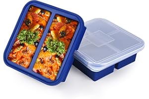 Kinggrand Kitchen 2-Cup Silicone Freezer Tray with Lid - 2 Pack - Make 4 Perfect 2-Cup Portions - Easy Release Molds for Food