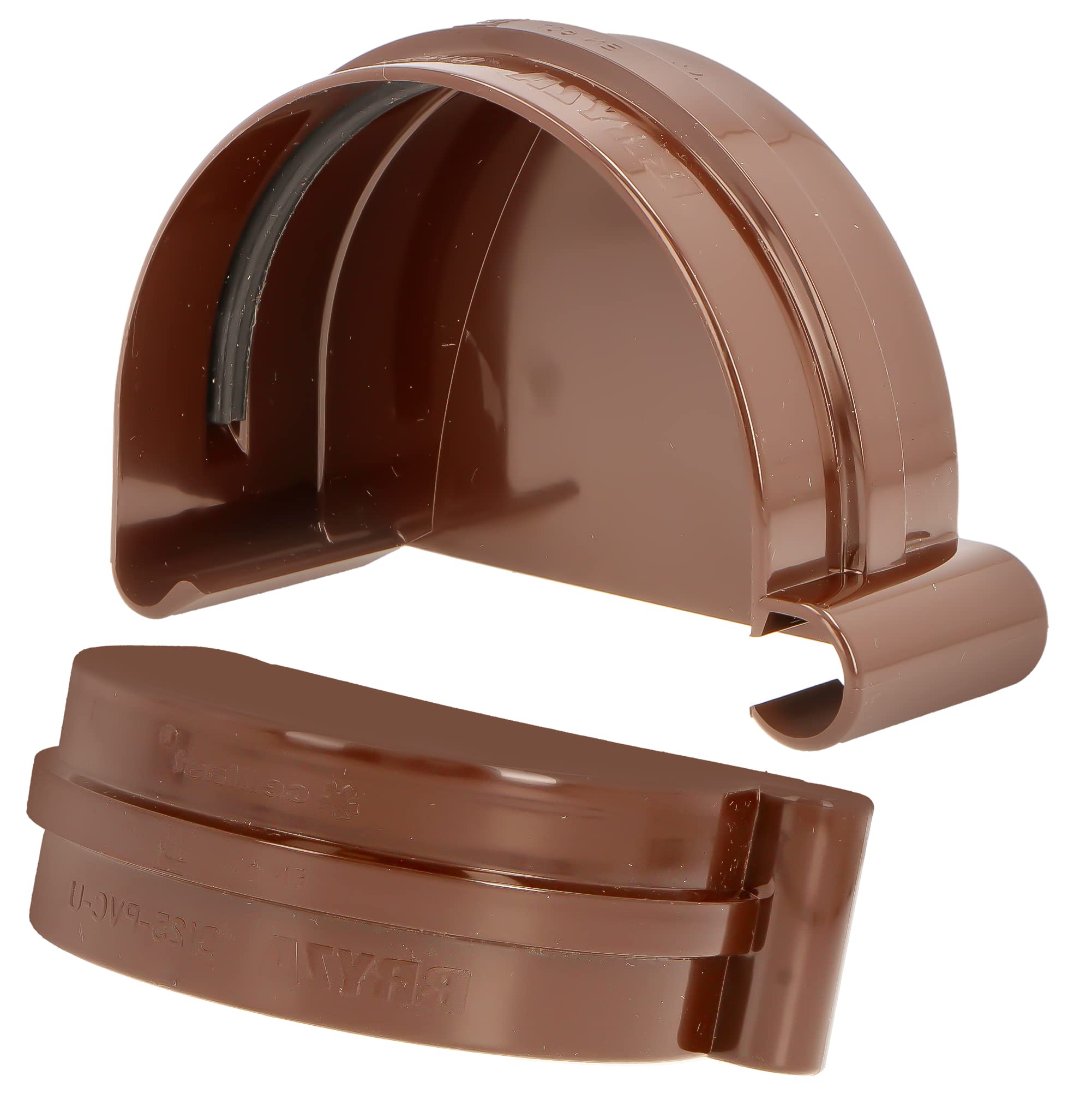 Gutter End Piece Plug Left Gutter End Piece Semicircular Plastic Rain Gutter Piece for Gutter Gutters 125 mm Brown
