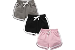 BYONEME 3 Pack Little Big Girls Running Athletic Cotton Shorts Toddler Kids Workout Dance Dolphin Short