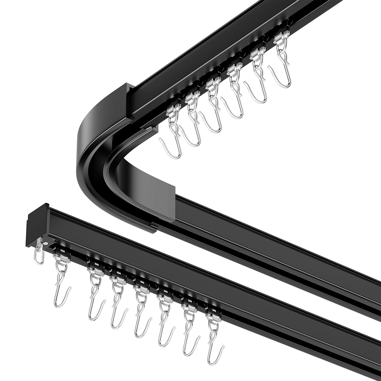 Photo 1 of Room divider Ceiling Track set for Curtains with hooks, Corner Connectors(Set of 2) and top brackets Curtain Rail System (6-9 ft Track Set)