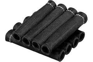 Opvixi Spark Plug Wire Heat Shield, 8Pcs 2500° Spark Plug Boot, Spark Plug Heat Shield Sleeve for SBC BBC 350 454 Plug Boot Protector, 6 Inch Black